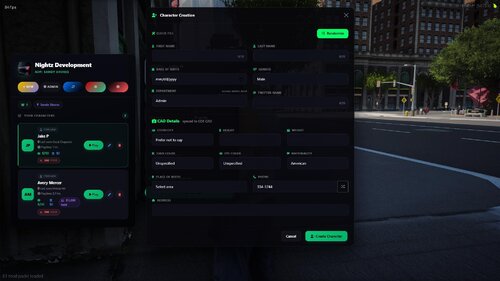 Screenshot of Nightz_Framework | All-in-One RP Economy & Character Framework [obfuscated]